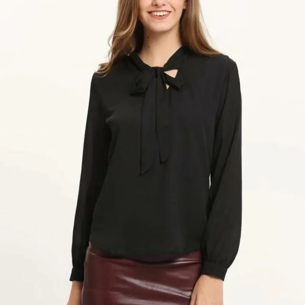 Levi's Black Tie-Neck Long Sleeve Blouse